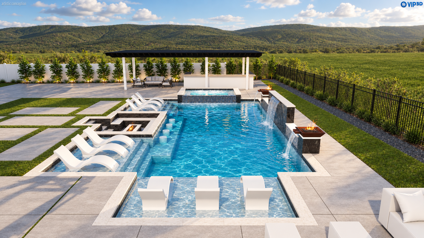 3D concept: Resort-style pool retreat
