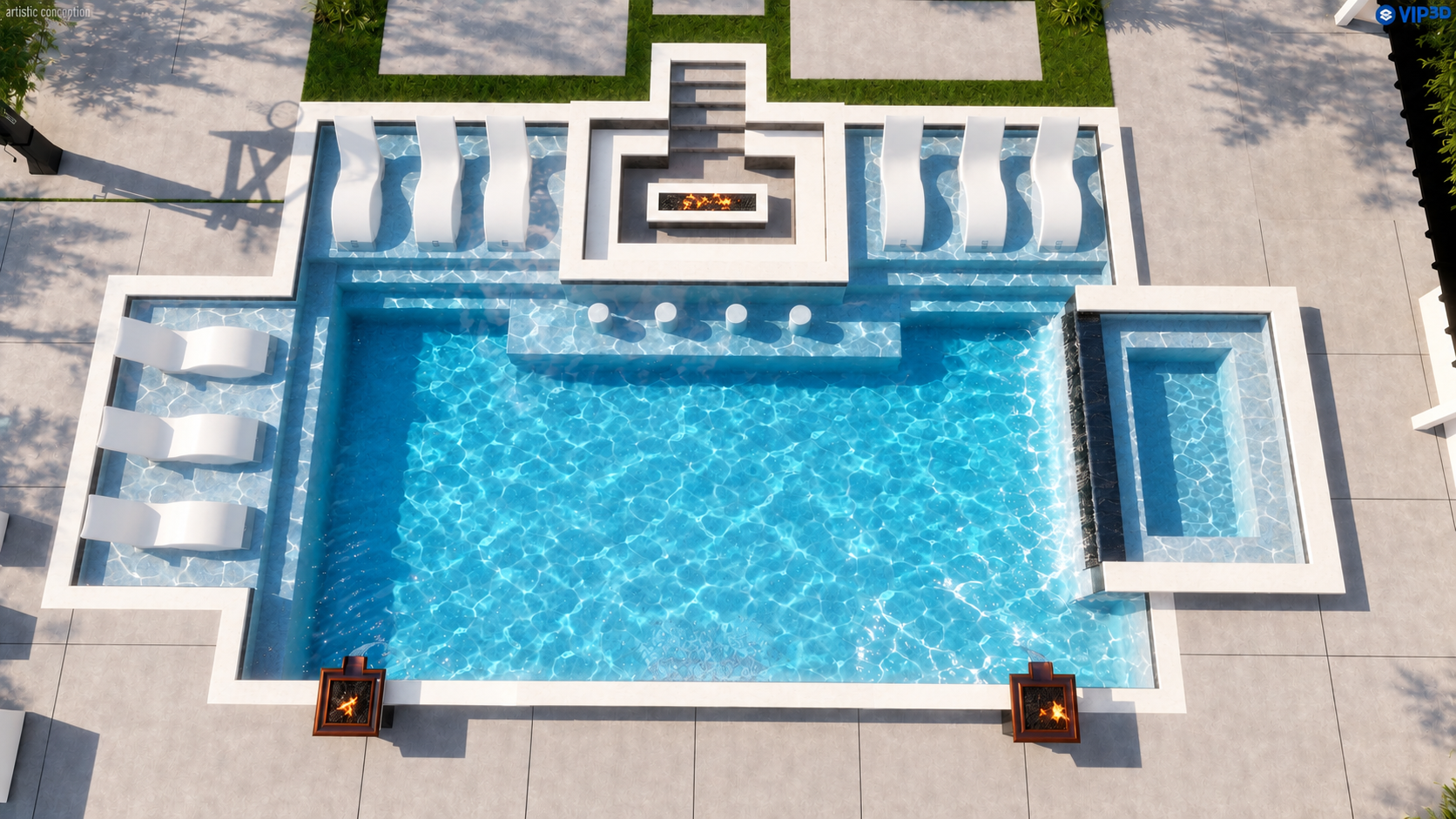 3D concept: Baja shelves & sunken lounge